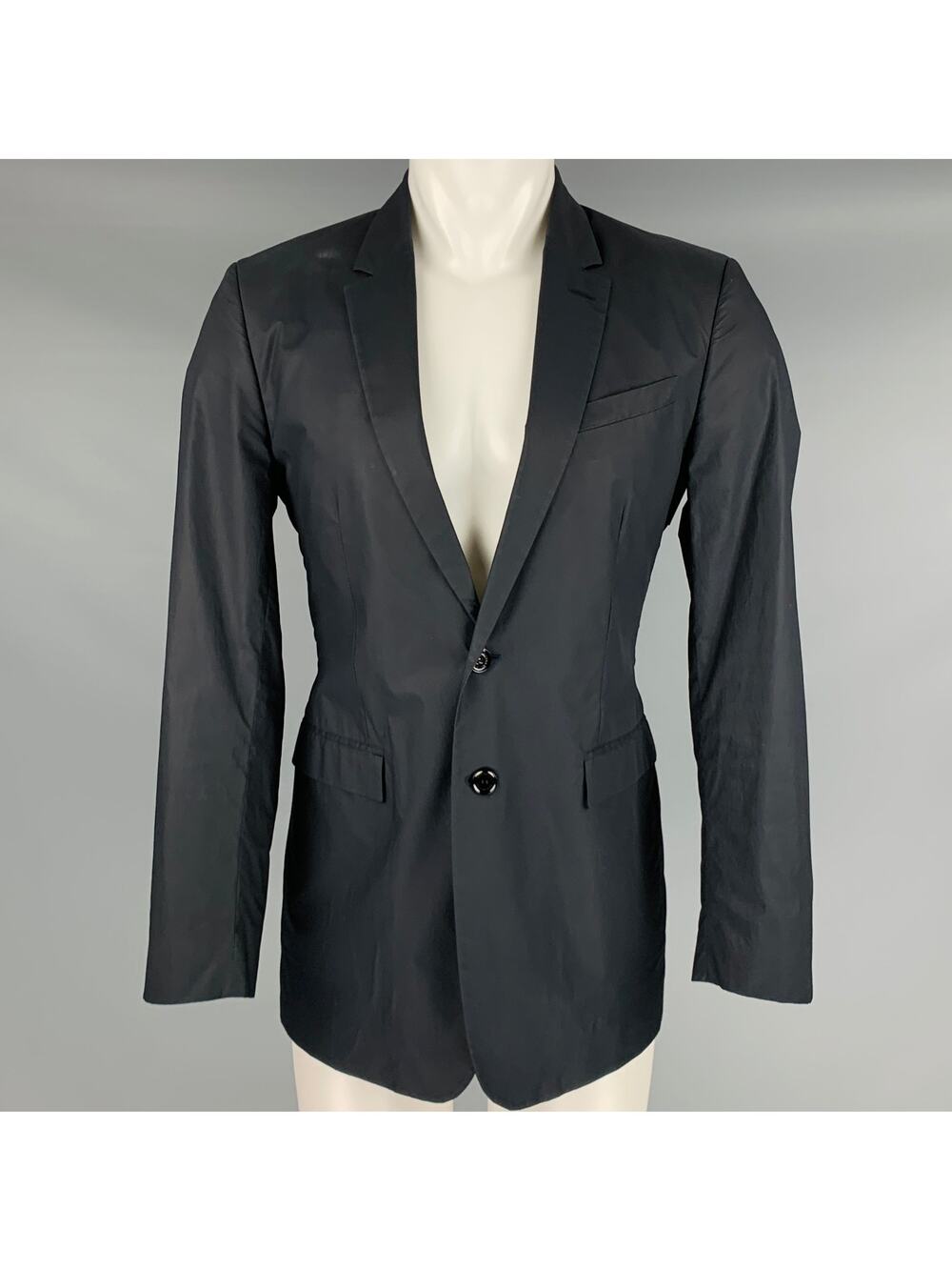 BURBERRY PRORSUM Size 40 Black Coated Cotton Sport Coat